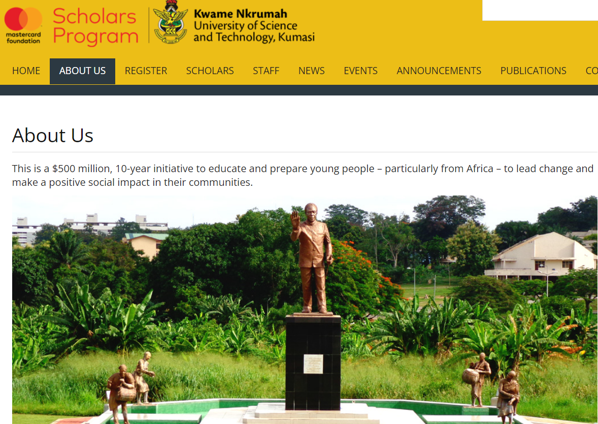 How to Apply Mastercard Foundation Scholarship Program at Kwame Nkrumah University of Science and Technology