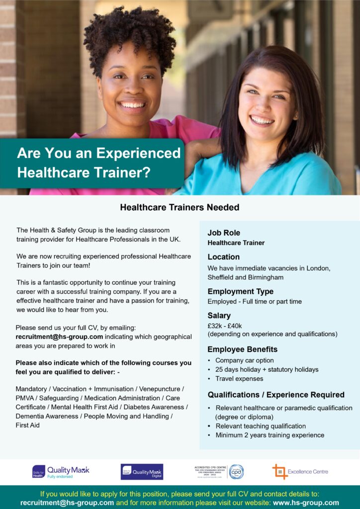 How To Apply Healthcare Trainers Role With Health & Safety Group