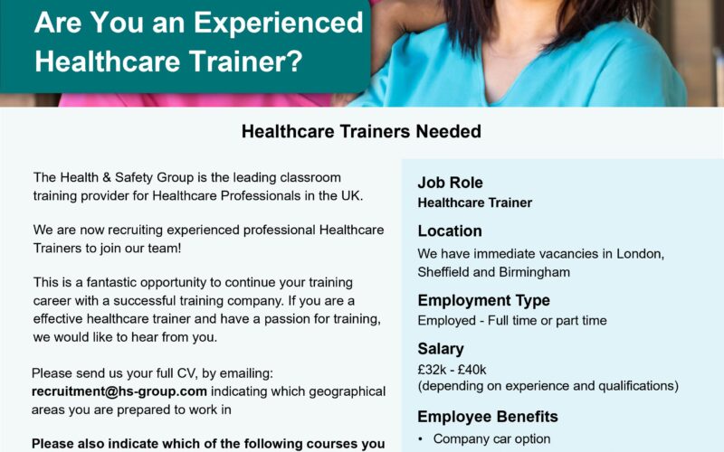 How To Apply Healthcare Trainers Role With Health & Safety Group