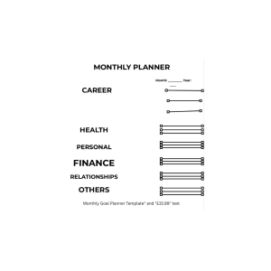 Monthly Goal Planner Template - Digital PDF Download