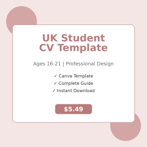 UK Student CV Template - Professional Canva Template (Ages 16-21)